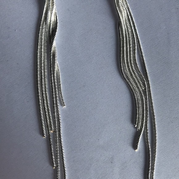 New! Long Silver Tassel Earrings - Picture 10 of 14